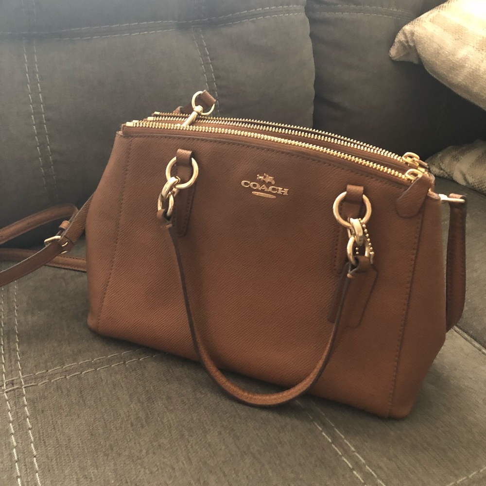 Brown Coach cross body bag